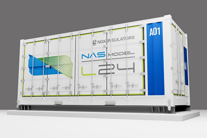 A render of BASF's updated technology for sodium-sulfur batteries: NAS Model L24.